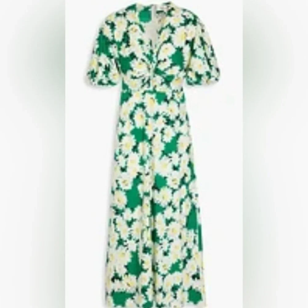 Diane Von Furstenberg Green Floral Midi Dress - Picture 2 of 7